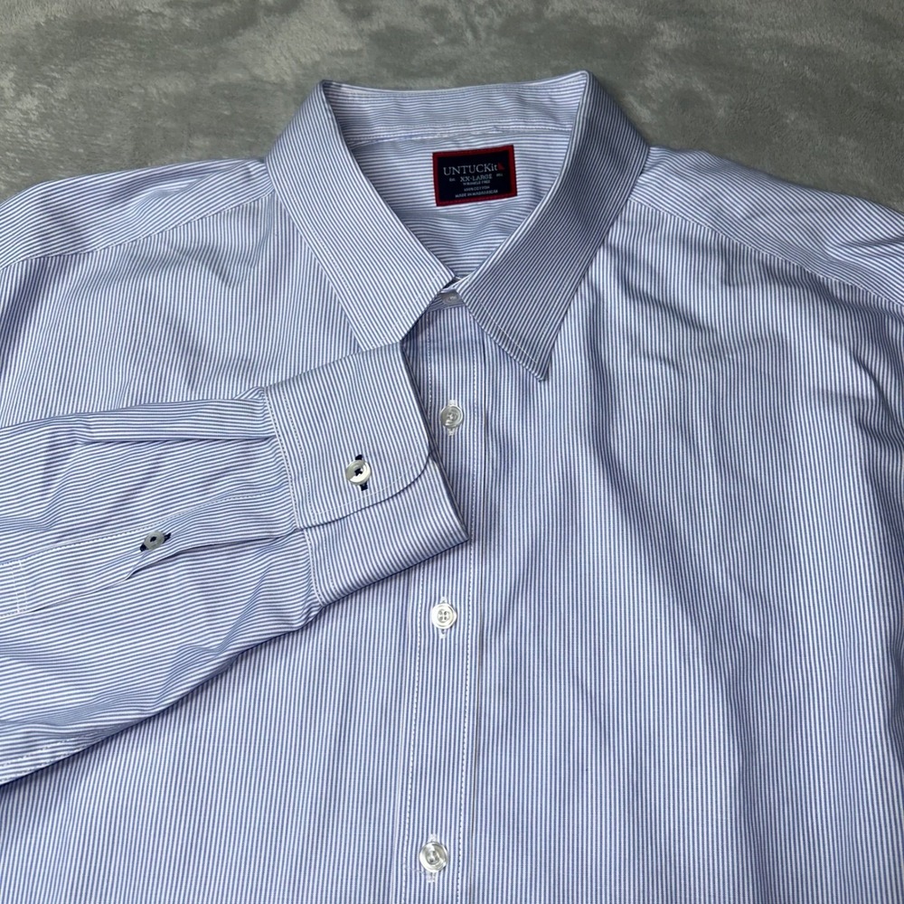 UNTUCKit Wrinkle Free Shirt Vertical Stripe Long Sleeve Casual Mens XXL Office
